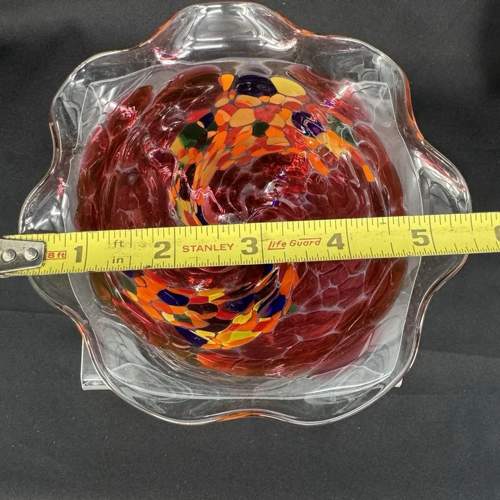 Mouth Blown Confetti‎ Glass Handmade Whimsical Candy Bowl 4